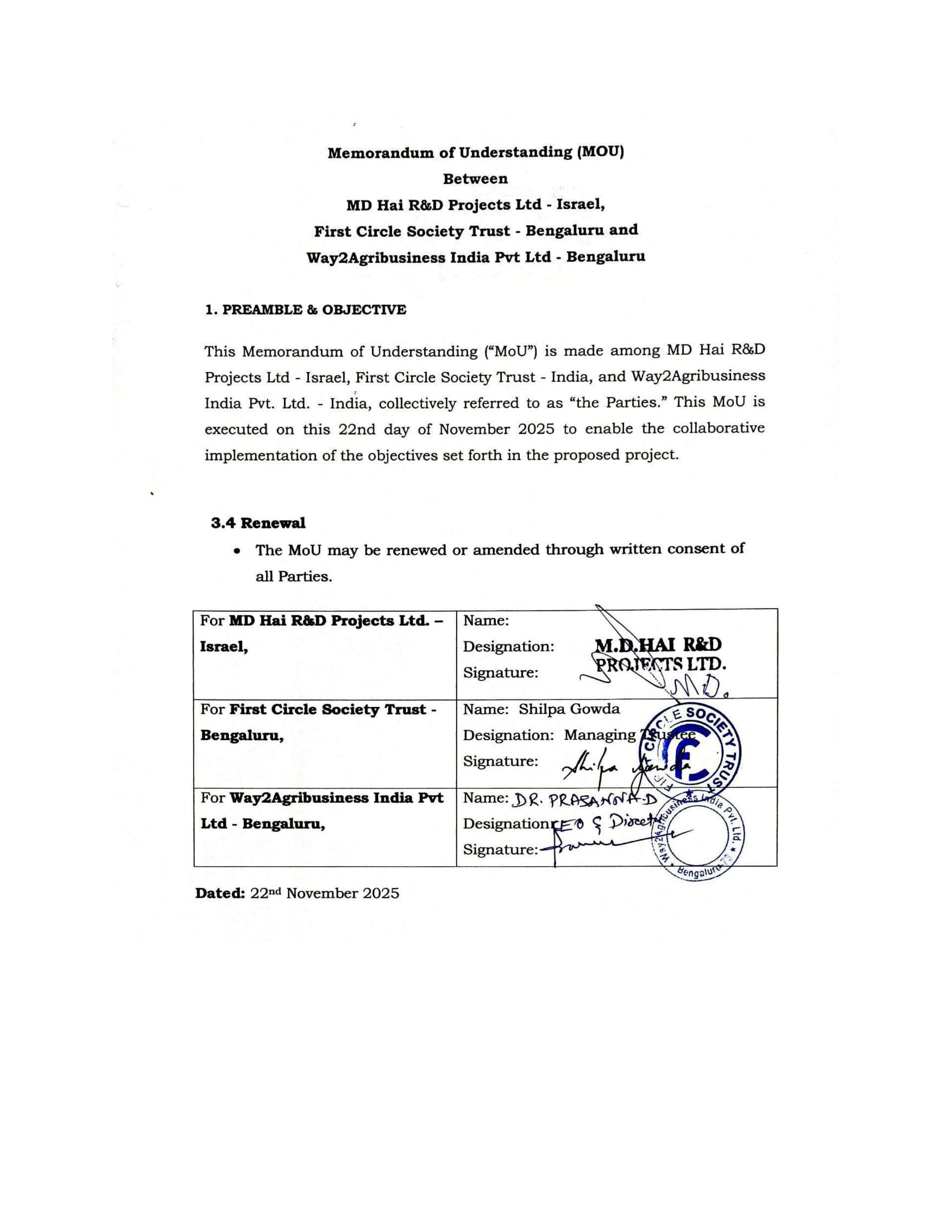 Signed Strategic MoU Agreement Page showing official signatures